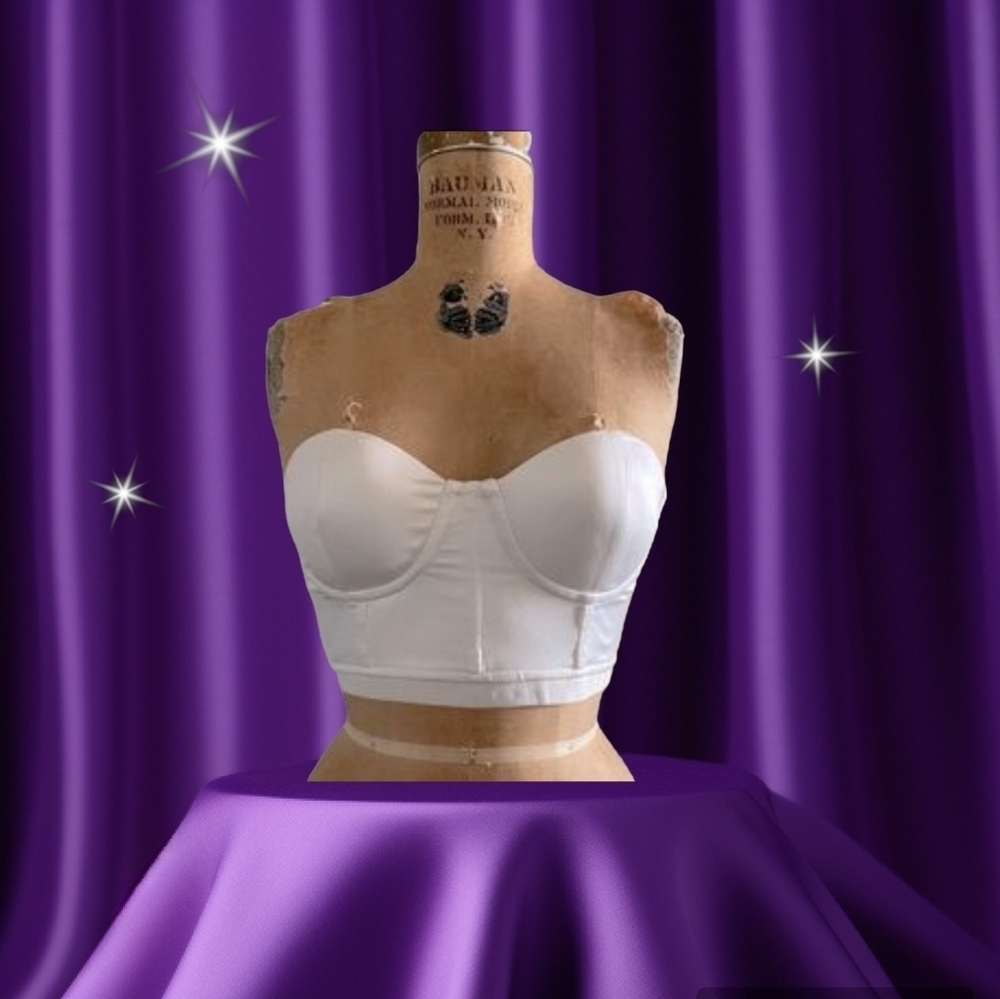 Michael Costello × Revolve Crop Top Bustier Satin Nude
